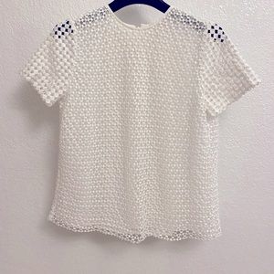 Tory Burch woman’s white crescent Guipure lace top size 8 approximately
